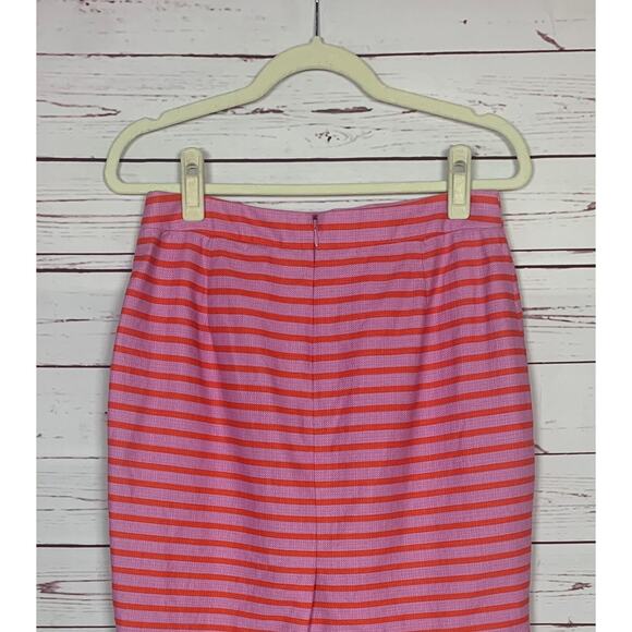 J.Crew Women's Size 10P Petite Pink Striped Pencil Cotton Spring Summer Skirt - Picture 9 of 11